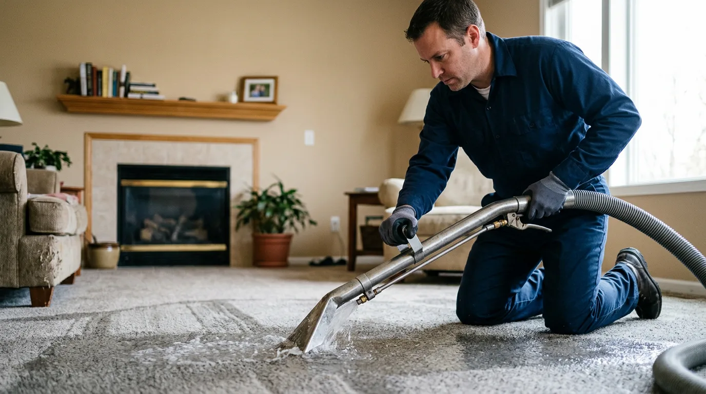 Water damage restoration technician working near Marion, OH